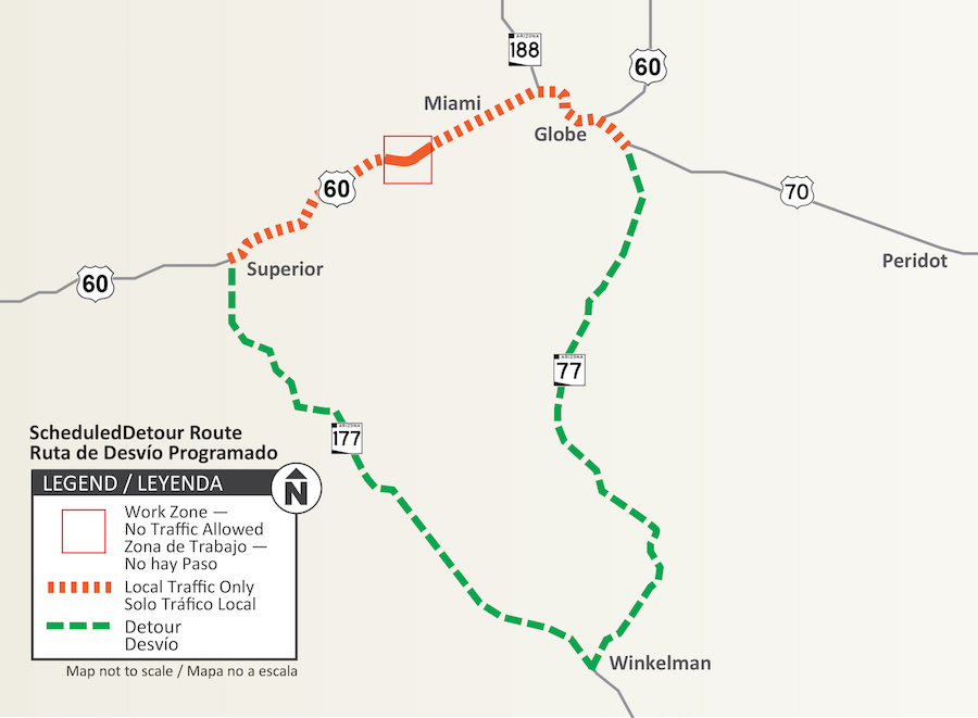 Plan ahead for US 60 closure Sept. 1217 between Superior and Miami ADOT